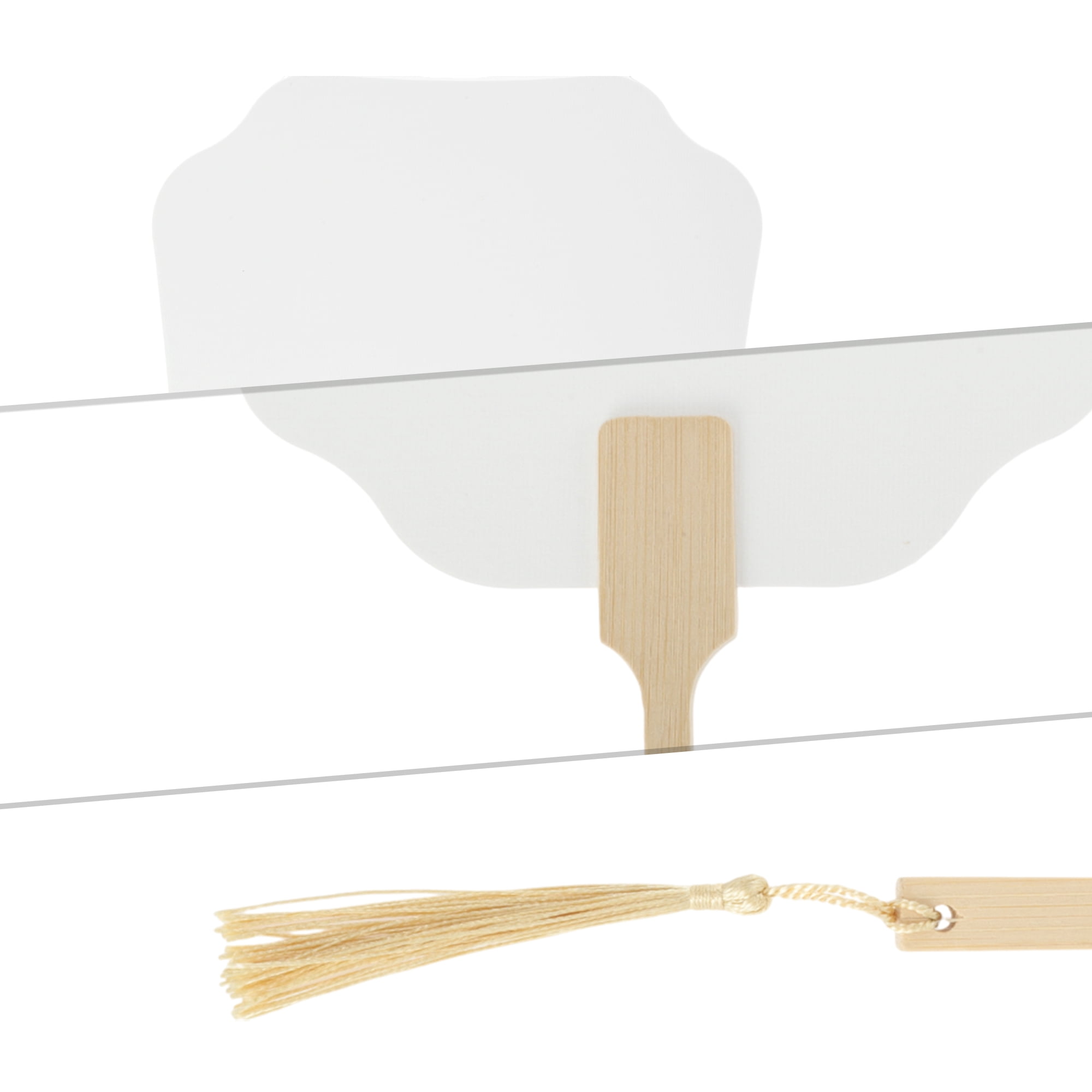 Unique Bargains Folding Fan 1 Pc White Long Handle Round Flying Fairy