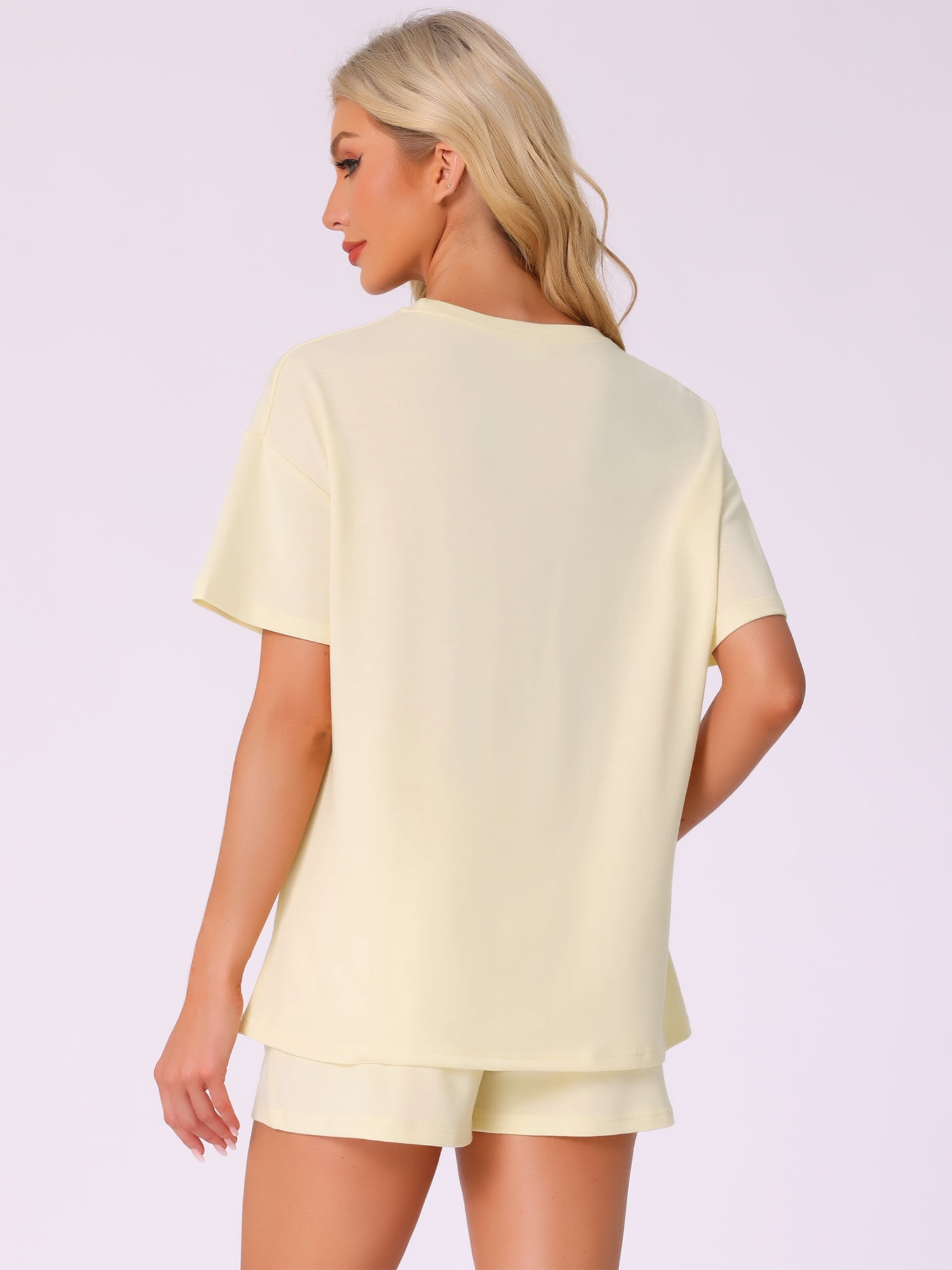 DARING DIVA Pajama Short Sleeve Lounge Set Elastic Shorts Sleepwear XS Beige