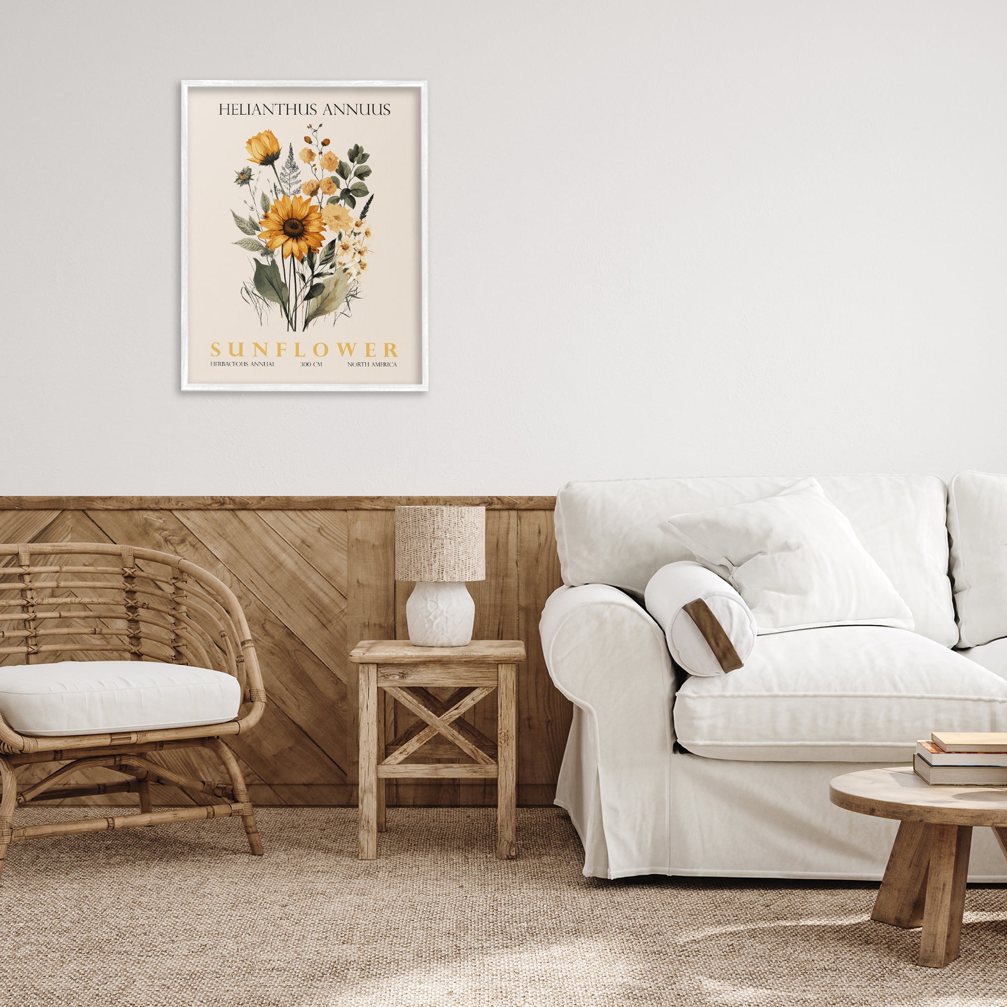 Stupell Industries Natural Sunflower Bundle White Framed Giclee Art, design by Christopher Giampietro