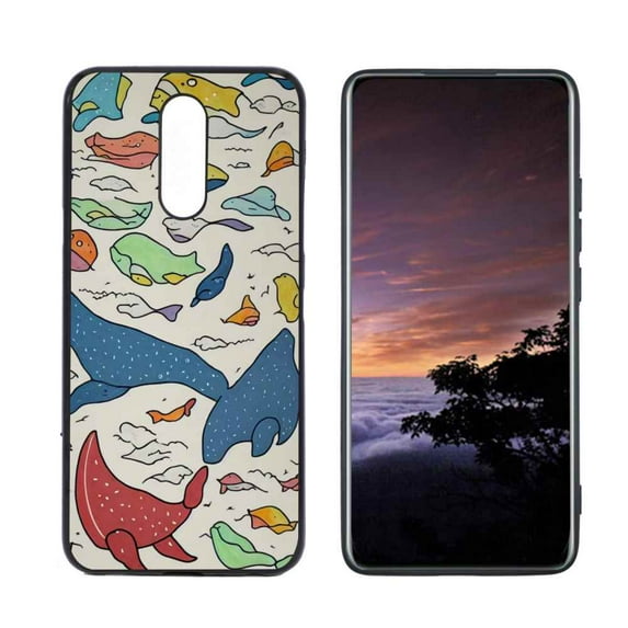Compatible with LG X4 Phone Case, Whale-111-2-3 Case Men Women, Flexible Silicone Shockproof Case for LG X4
