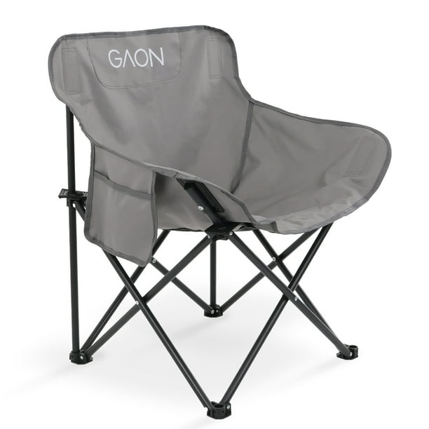 Silla Plegable para Camping Pesca Playa y Exteriores de Lona Impermebale Ligera Silla para Exterior Ergonomica con Estructura de Acero y Funda Transportadora (Gris)