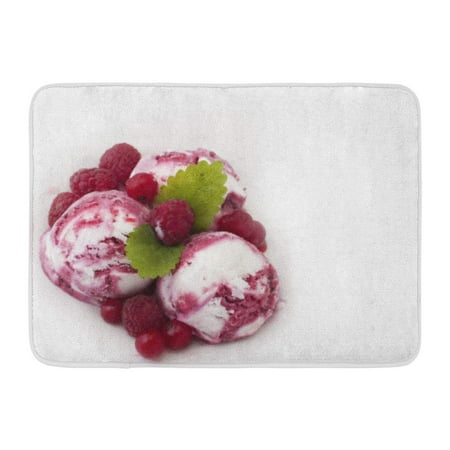 GODPOK Vanilla Red Berry Ice Cream with Fresh Berries White Sorbet Scoop Rug Doormat Bath Mat 23.6x15.7