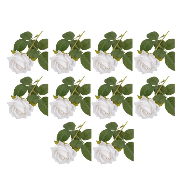 Flores artificiales Billuyoard 10 piezas de plástico para decoración de boda Blanco