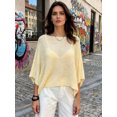 thumbnail image 4 of LMLYSoH Women's Mesh Knit Poncho Tops Fashion Solid Color Batwing Sleeve Boat Neck Cover Ups for Summer Daily Wear, 4 of 9
