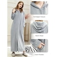 thumbnail image 3 of Robes for Women, LOFIR Womens Hooded Plush Robe Zip up Front Long Fleece Bathobe for Women with Pocket, House Coat Moomoo Nightgowns Loungewear Sleepwear for Elderly Women Gift,  (S/M, Light Gray), 3 of 7