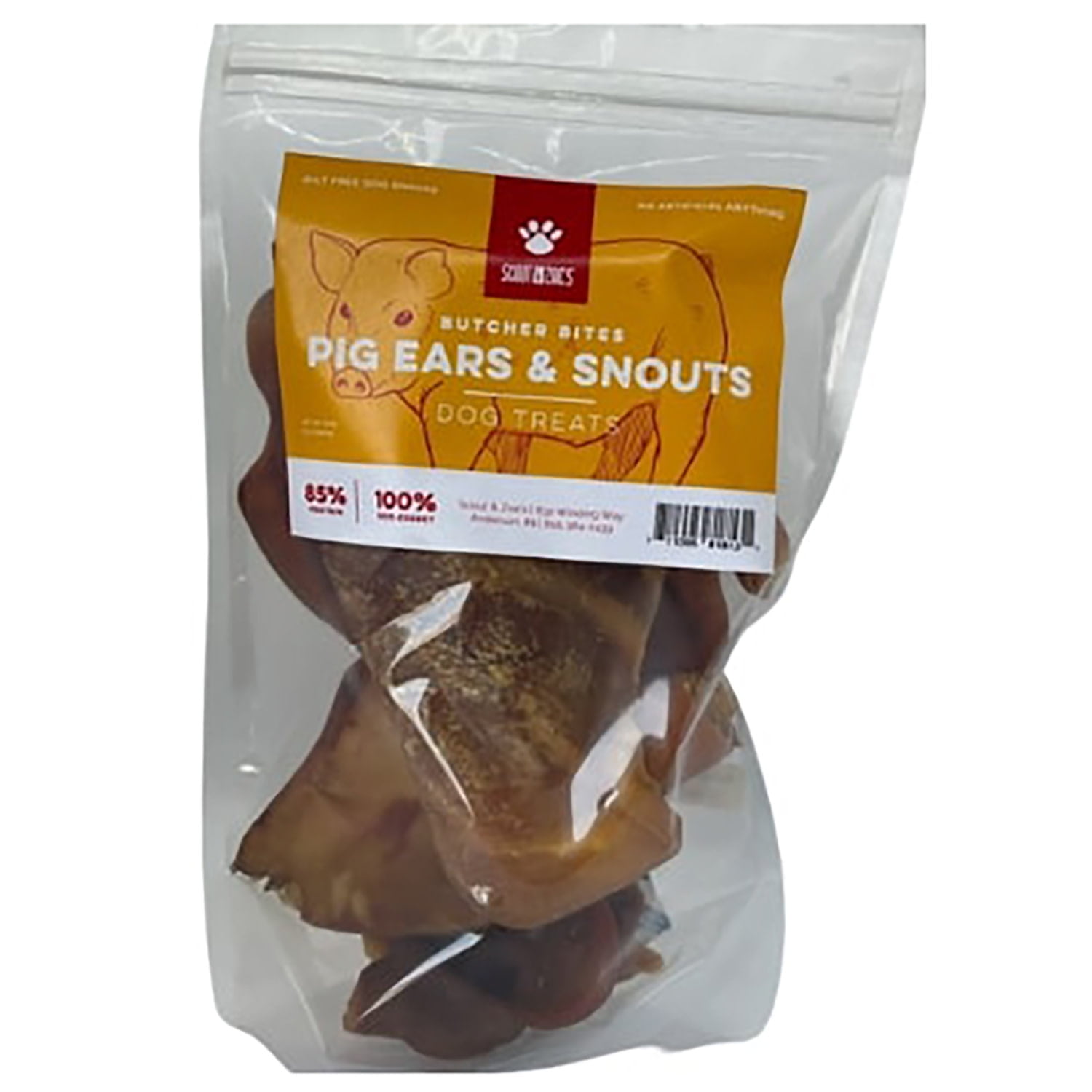 Scout & Zoe's: Pig Ears & Snouts - 3 Packs, 4oz Bags - Dog Treats, Crunchy Butcher Bites, High-Protein Low-Fat Chews, Savory Pet Snack, USA Sourced