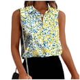 thumbnail image 1 of TaTaai Lapel Printed Top Wrinkle-Resistant Soft Women's Fashion Button Front Sleeveless Short Sleeve Loose Summer Casual Office Blouse Gift, 1 of 6