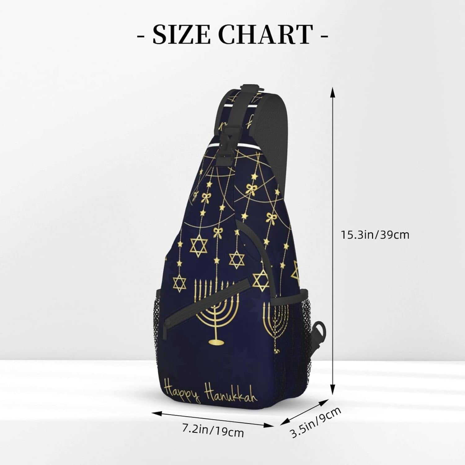 Happy Hanukkah Jewish Chanukah Holiday Sling Bag Crossbody Hiking Travel Chest Bags Backpack Shoulder Daypack for Women Men