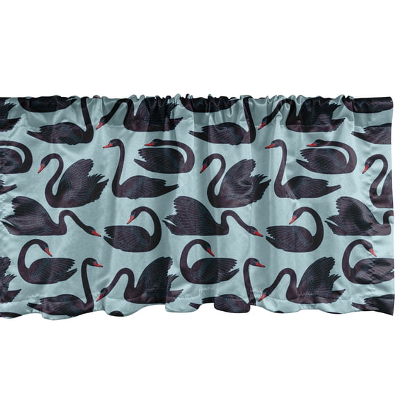Ambesonne Swan Valance Pack of 2, Long Necked Aquatic Bird, 54"X12", Pale Blue Dark Blue