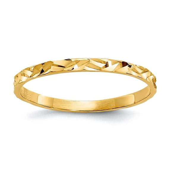 10k Solid Yellow Gold Sparkle-Cut Zig-zag Design Band Ring 1mm Wide Size 3.00 Ring - .3 Grams