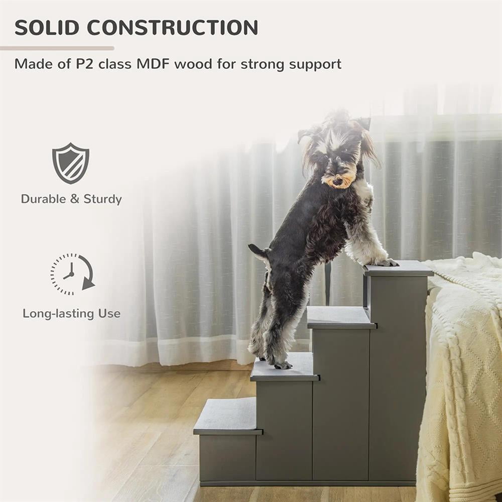 Topcobe Pet Stairs, Small Dog Steps for Couch Bed with Cushioned Removable Covering, 15.75" x 23.25" x 21.25", Dog Steps for Bed, Indoor Pet Steps & Furniture, Gray