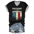 thumbnail image 2 of KDDYLITQ Womens United States 250th Anniversary Tshirt July 4th American Flag V Neck Tees Causal Red White and Blue 4th Of July Tops Usa Flag 2026 Short Sleeve Blouses Black L, 2 of 5
