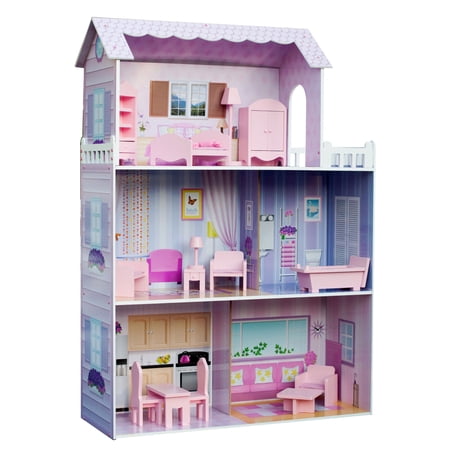 Olivia's Little World Tiffany 3-Story Wooden Doll House for 12" Dolls