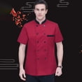 thumbnail image 3 of Chef Clothes Breathable Cotton Sweat Absorption Skin Friendly for Pub Waiter Red Red XL, 3 of 8
