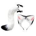 thumbnail image 3 of Diadema con orejas y cola de gato y zorro para disfraz de carnaval o cumpleaños Blanco, 3 of 9