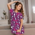 thumbnail image 6 of Bixox Vintage Vinyl Record Pattern Women's Nightgown, Soft & Breathable Sleepwear, Round Neck Knee-Length Pajama Dress,Loungewear for Home & Sleep, 6 of 7