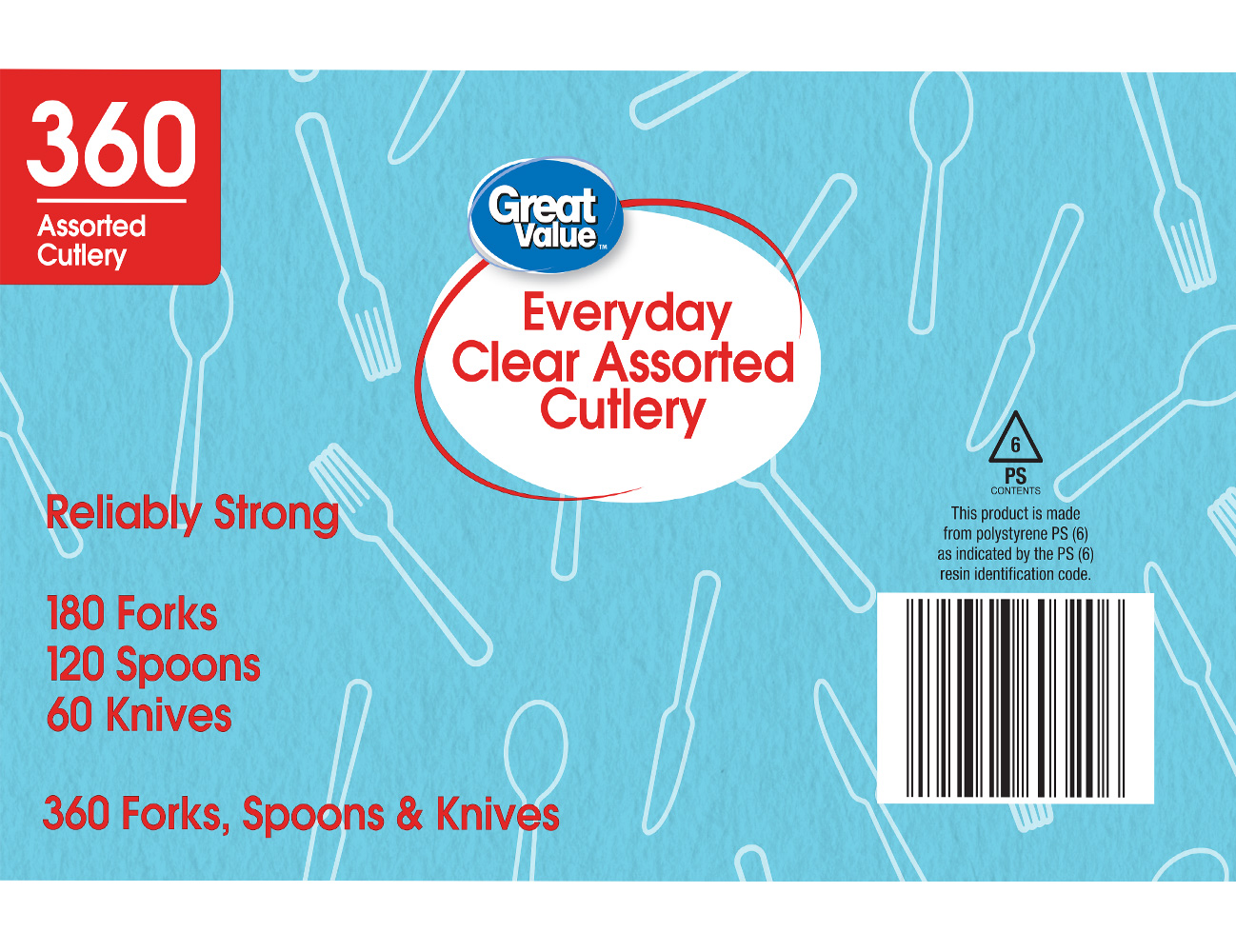 Great Value Plastic Disposable Cutlery Set, Clear, 360-Count photo 5