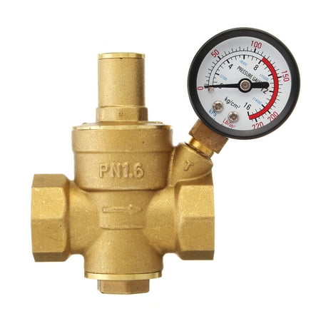 Adjusts Water - DN20 3/4'' Water Pressure Reducing Valve& Gauge Regulator Reducer Adjust new