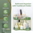 thumbnail image 6 of Makeup Organizer for Vanity, 2-Tier Corner Bathroom Organizer Countertop with Makeup Brush Holder, Corner Counter Storage for Bathroom Dresser- Green, 6 of 7