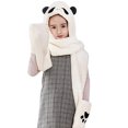 thumbnail image 2 of Conjunto de guantes y bufanda con gorro de Panda de invierno para mujer, sudadera con capucha siamesa cálida para mujer, 2 of 4