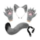 thumbnail image 1 of Conjunto de diadema con orejas de animal y guantes de cola para disfrazarse de una hermosa cola larga para fiestas temáticas. Gris, 1 of 8