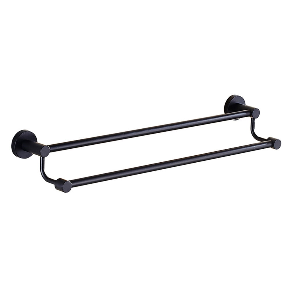 Black Bathroom Double Towel Bar Stainless Steel Wall Mounted Towel