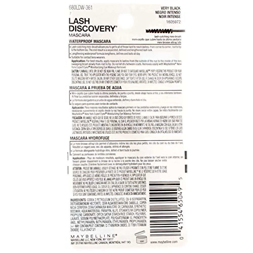 Maybelline Lash Discovery Waterproof Mascara, Very Black 361