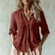 thumbnail image 2 of Vestidos Casuales Para Mujer, Blusas De Mujer De Moda Blusa tipo túnica de verano para mujer, con cuello en V, mangas 3/4 y botones sueltos de imitación de lino, 2 of 6