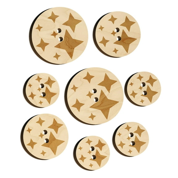 Twinkling Stars Glitter Shimmer Wood Buttons for Crochet Knitting Sewing DIY Craft - 1.00 Inch Medium (7pcs)