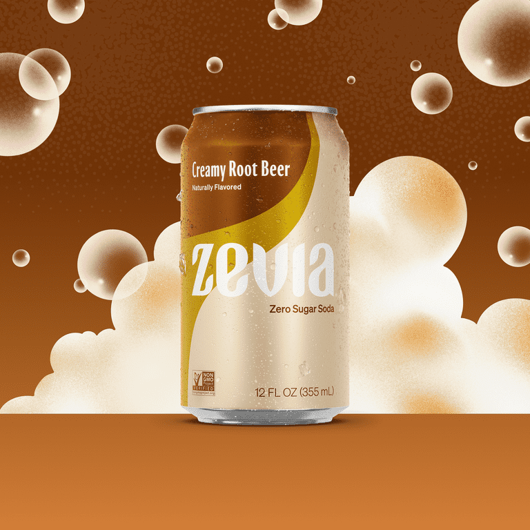 Zevia Zero Sugar, Creamy Root Beer Vanilla Diet Soda Pop, Caffeine