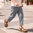 thumbnail image 2 of Boys Girls 100% Cotton Linen Lightweight Pants Pull On Joggers Active Pants for Kids, 2 of 9