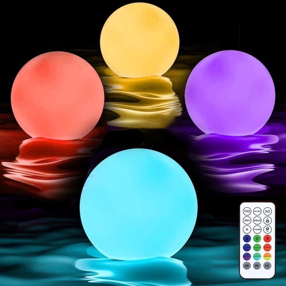 4-Pack Swimming Pool Floating Pool Lights: 16 Color with Remote Control IP68 Diameter 3.14 Inch Waterproof LED Ball Light Floating Lights Remote Control RGB Pool Lights