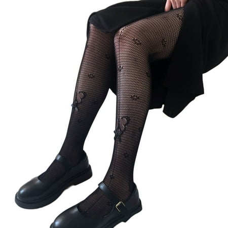 

Women Goth Sexy Fishnet Bowknot Pantyhose Harajuku Lolita Floral for Butterfly Jacquard Pattern Sheer Mesh Tights Stocki