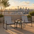 thumbnail image 5 of 3 Pieces Patio Outdoor Conversation Set with Coffee Table, Textilene Chair with glass table, Gray, 5 of 8