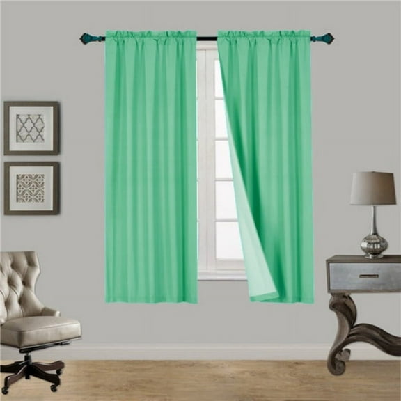 1 Mint Single Panel Solid Foam Lined Blackout Window Curtain Panel Treatment Drape Rod Pocket Size 63" Long R64