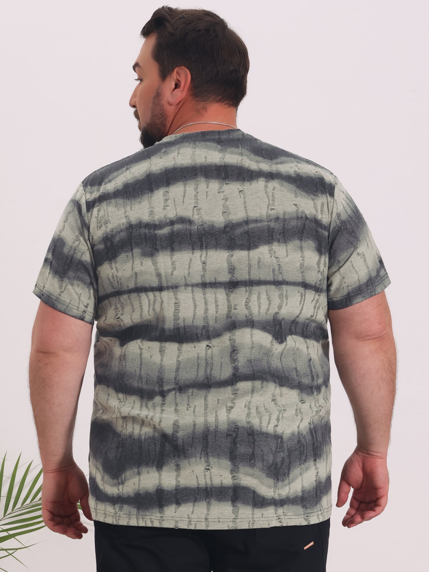 DARING DIVA Men's Big Tall Tie-Dye Crew Neck Short Sleeve T-Shirts 2XL Gray
