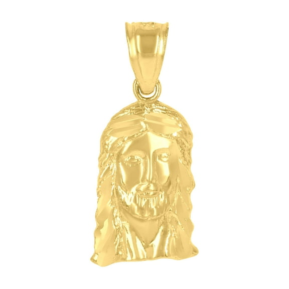 10k Yellow Gold Mens Jesus Religious Charm Pendant for Men