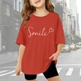 thumbnail image 2 of Razzly Little Girls T Shirt for Kid, Alphabet Print Graphic T Shirts Kids Cotton Tshirt Child Basics Tshirt Shirts for Summer Teens(Red,7-8 Years), 2 of 6
