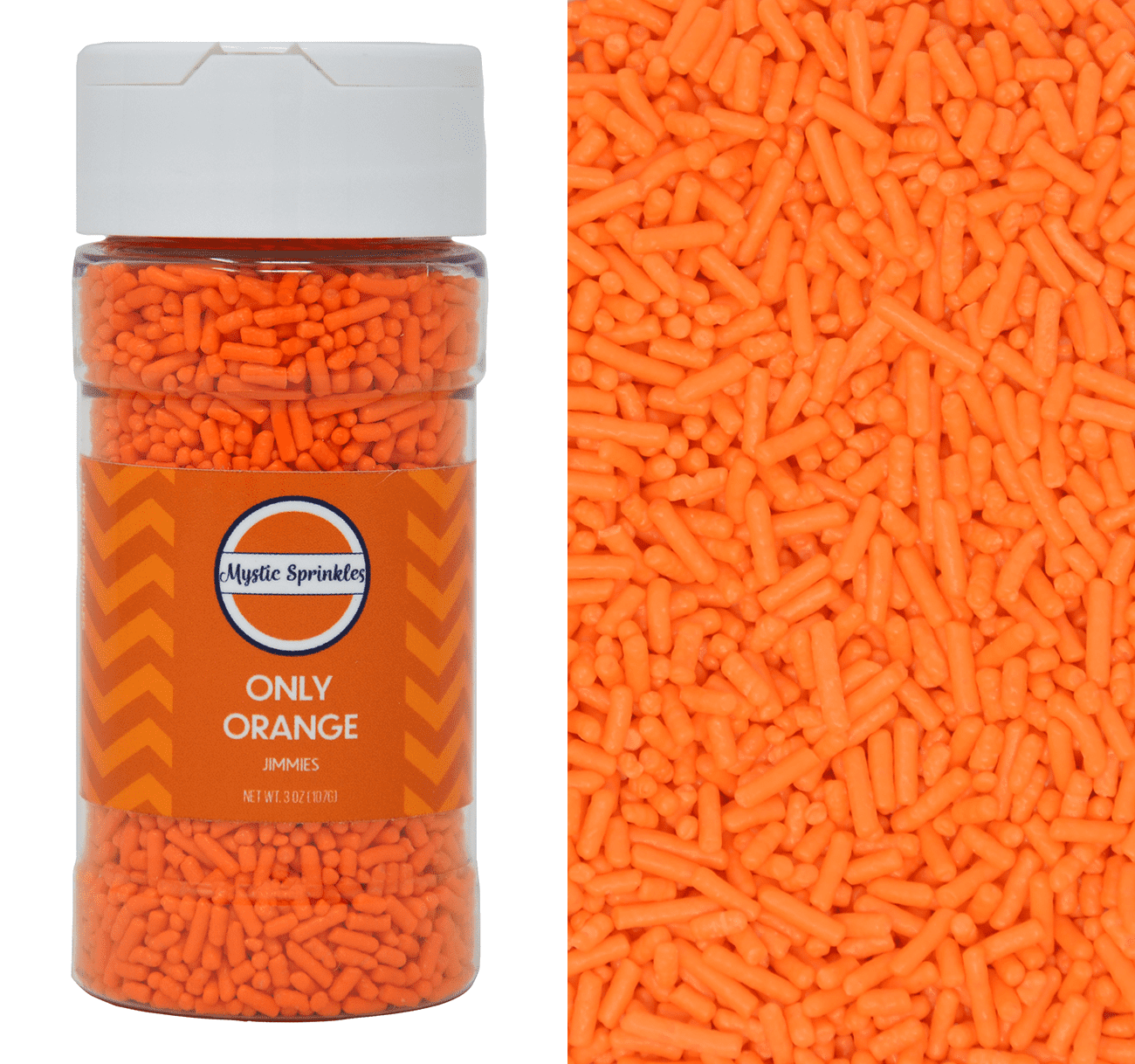 Mystic Sprinkles Only Orange Jimmies 3 Ounce Bottle