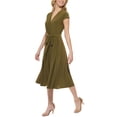 thumbnail image 3 of Tommy Hilfiger Women's Faux Wrap Jersey Midi Dress Green Size 6, 3 of 3