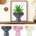 thumbnail image 4 of Yhmxh Small Head Planter Pots, Resin Face Flower Vase Mini Pot Unique Planters for Indoor Plants, Gift for Plant Lovers, Great for Minis Fun Planters Cute Vase Home Office Decoration, 4 of 5