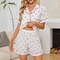 thumbnail image 5 of DDAPJ pyju Women's Cherry Print Pajama Sets Button Down Short Sleeve Sleepwear Tops and Comfy Shorts Pjs 2 Piece Lounge Set Ofertas del día White L, 5 of 9