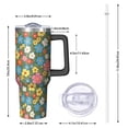 thumbnail image 2 of 40oz Pioneer Flower Floral Print Pattern Insulated Tumbler with Handle, BPA-Free Leak Proof Lid and Straws, Double Wall Vacuum, Hot 12h/Cold 34h, 2 of 6