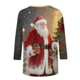 thumbnail image 7 of Xdegoge Christmas Shirts Women 3/4 Length Sleeve Round Neck Top Fashion Print Sweatshirt Family Xmas Holiday Graphic Tee Clothes for Christmas Ceremony, 7 of 7