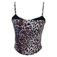thumbnail image 3 of Wang6 Women Cropped Spaghetti Strap Camisole Trendy Leopard Printed Cami Tank Tops Deep V Neck Sleeveless Undershirts Tees Gold XL, 3 of 3