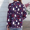 thumbnail image 7 of Delconic Womens Halloween Print Button Down Shirt Long Sleeve Casual Regular Fit Collared Blouse Pumpkin Pattern Top Purple L, 7 of 7