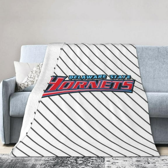 Delaware State University Logo Fleece Blanket, Very Soft Microfiber Flannel Blanket for Couch Warm and Cozy for All Seasons