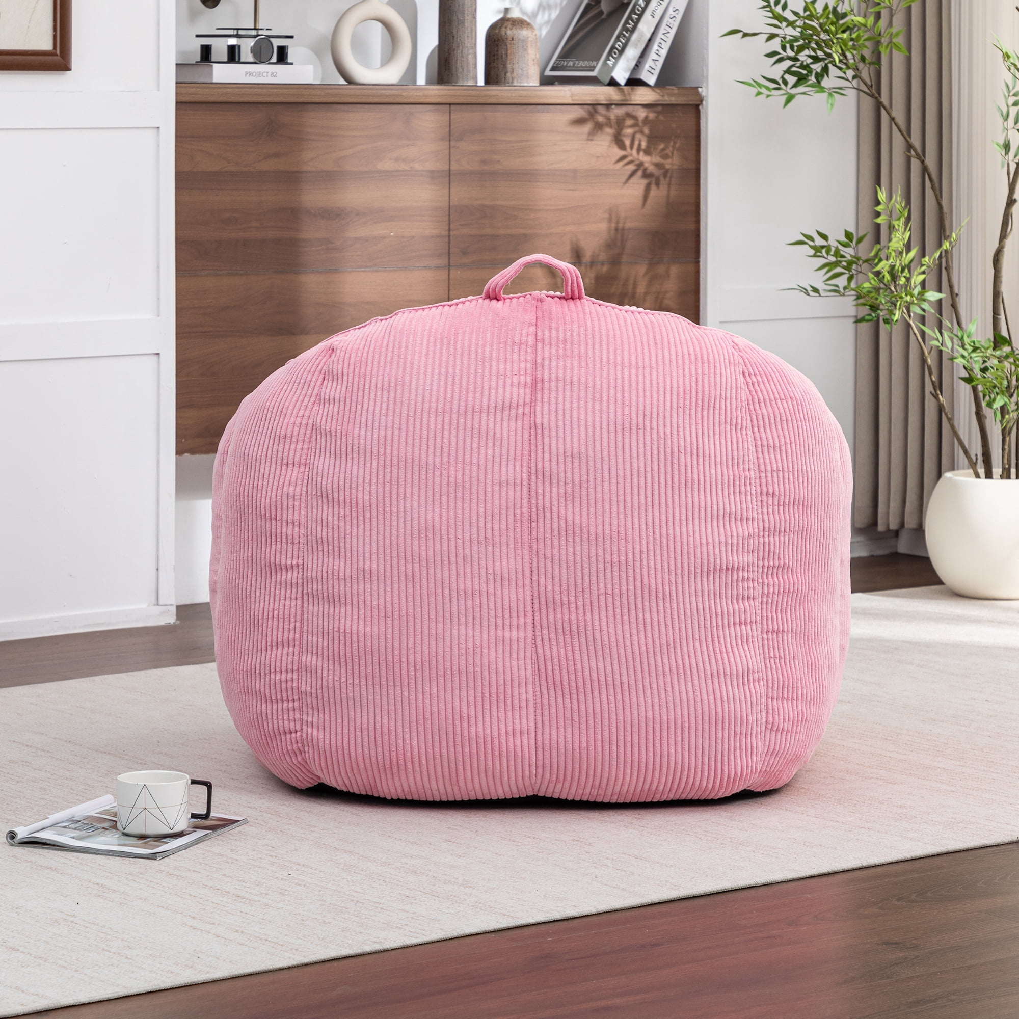 Jopath Giant Bean Bag Chair Sofa for Adults Teens,Comfy Corduroy Large Bean Bag Chairs with Fillings,High Elasticity Lazy Sofa for Bedroom Living Room,Pink