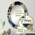 thumbnail image 3 of Designart "Abstract Pattern with Blue and Golden Textures XXIII" Modern Geometric Round Wall Mirror - Modern Oval Printed Decorative Oversized Mirror - Multiple Color Options, 3 of 4