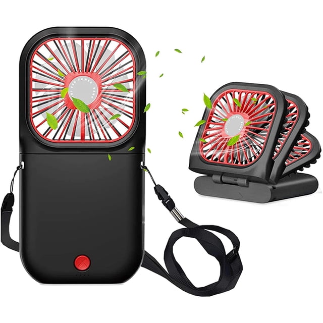 Ventilador de cuello portátil Li build Mini ventilador recargable USB plegable personal silencioso negro
